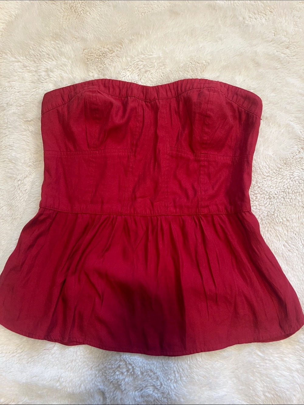 American Eagle Outfitters Strapless Peplum Top - Red